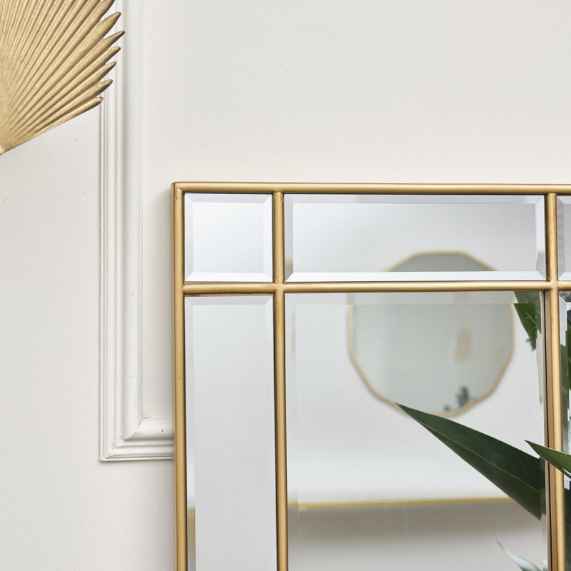 Aaidyn Metal Flat Mirror, Gold, 142cm H x 34cm W