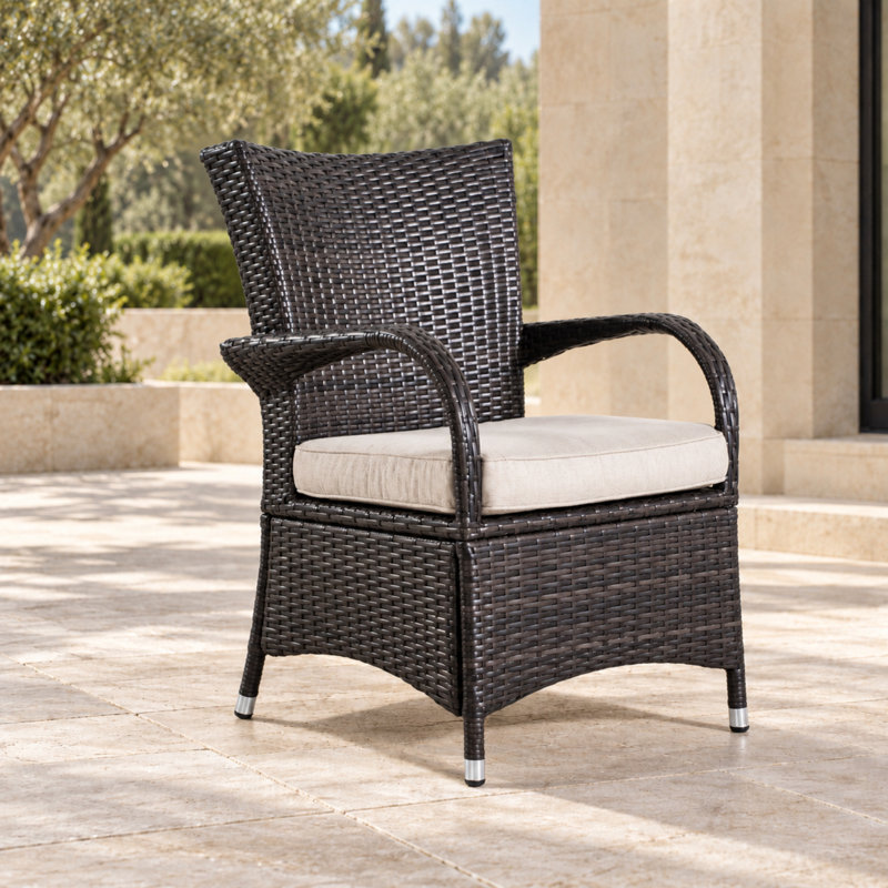 Metal Outdoor Dining Armchair with Cushions