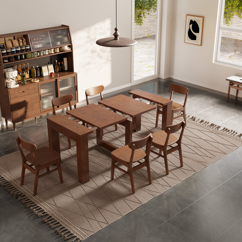 Table de salle à manger extensible de 17,7 po à 99,6 po de style Mid-Century moderne avec base robuste, table de cuisine rectangulaire extensible pour 2 à 10 personnes, table de salle à manger amovible et peu encombrante pour petits appartements et grands rassemblements