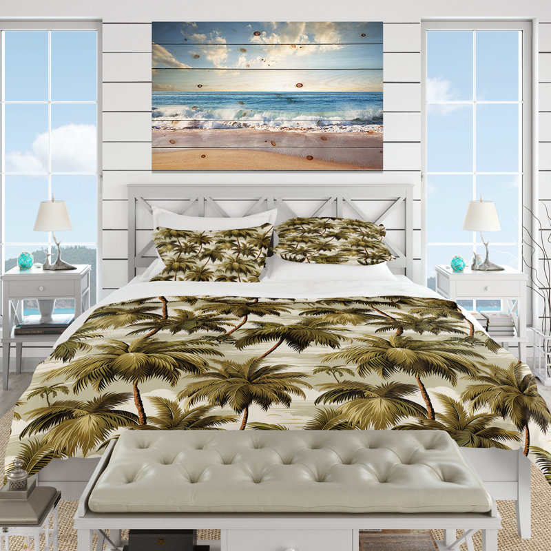 Ensemble de housse de couette Tranquil Palms, Housse de couette pour très grand lit et 2 très