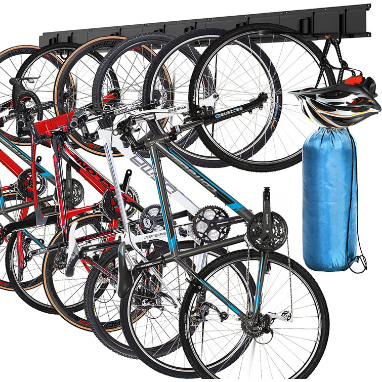 Boan Wall Mounted Bike Rack, Garage Bicycle Wall Mount Hanger with 8 hooks, Cycle Stand for 6 Bikes