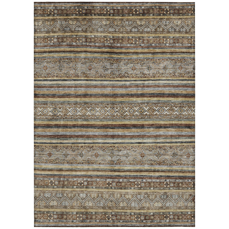 Ysadora Brown Washable Indoor-Outdoor Rug - LOOMLAN, 8' x 10'
