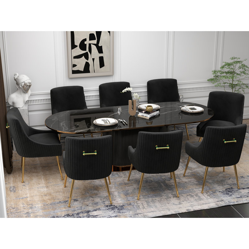 Baudel Velvet Upholstered Side Chair, Black