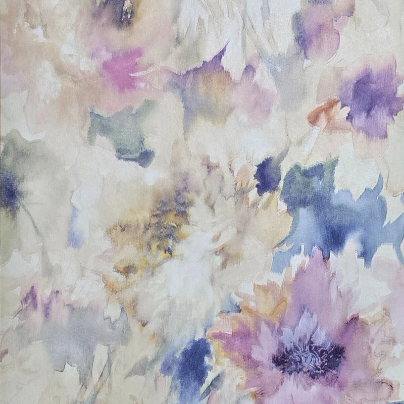Papier peint fleurs aquarelles pastel