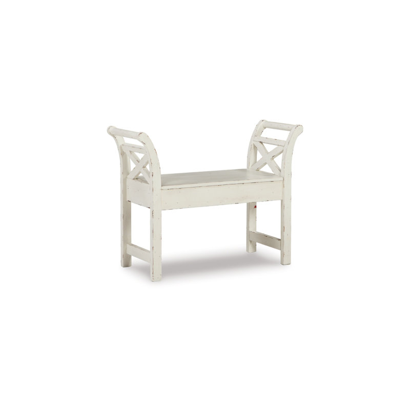 Banc de rangement à couvercle rabattable Avenly, Blanc