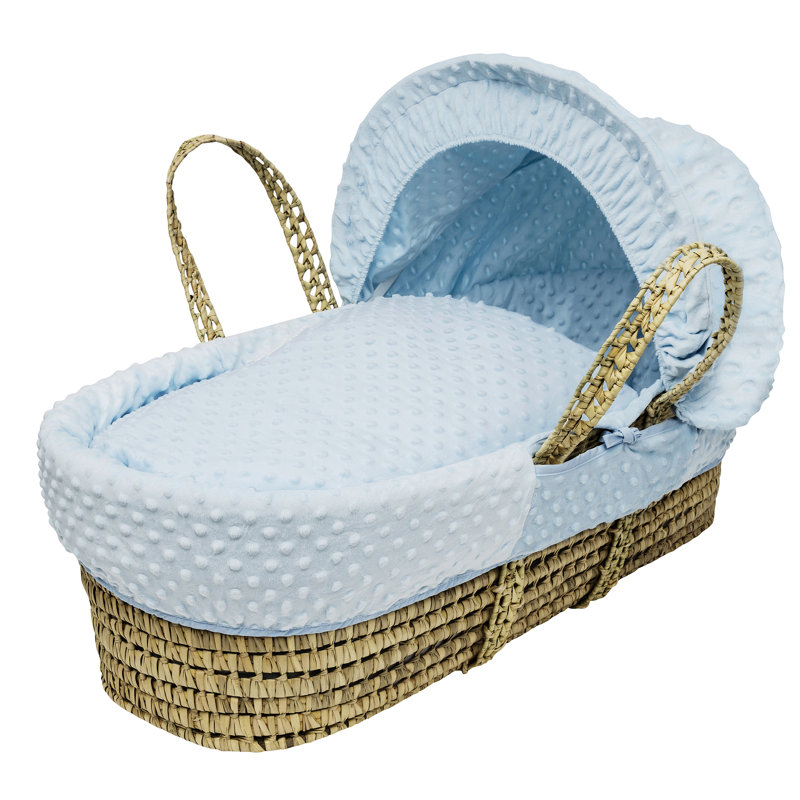 No Pattern Cotton Moses Basket Bedding Set, Blue