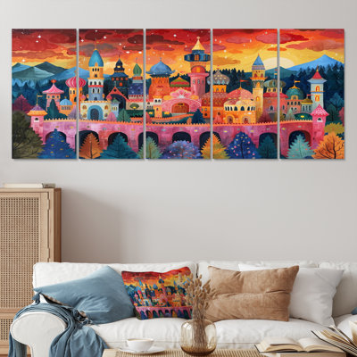 Colorul Vibrant Russia Moscow At Night II - Moscow Canvas Art Set