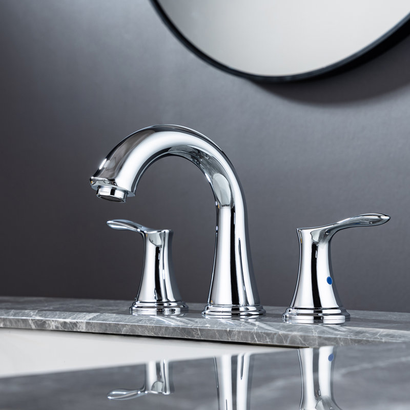 Widespread 2-handle Bathroom Faucet with Drain Assembly, Polished Chrome