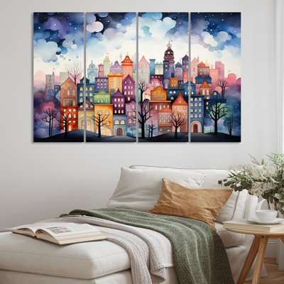 Bold Cityscape Urban Fog II Buildings & Architecture Wall Decor on Metal