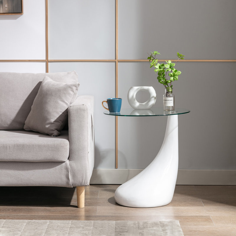 Table de bout en verre Artidiello, Blanc