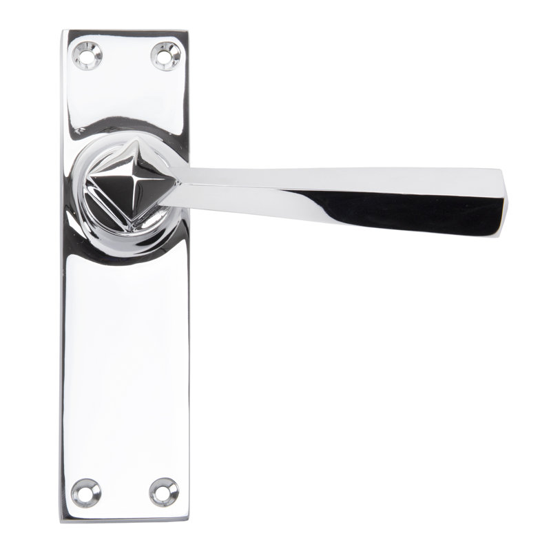 Straight Lever Latch Set, Polished Chrome