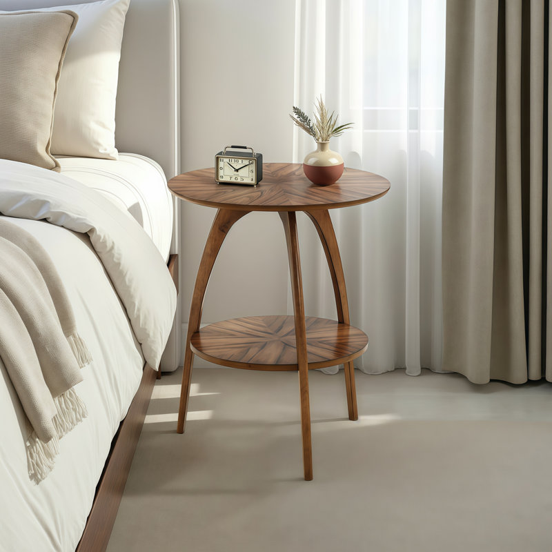 Table ronde en bois massif Nutmeg Brown, Brun