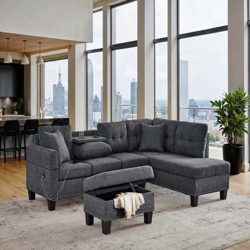 Canapé modulaire avec repose-pieds avec rangement