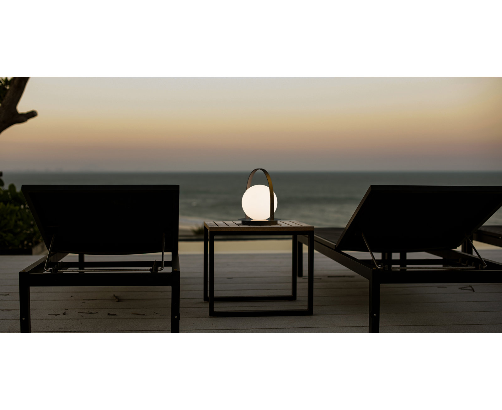 Bola LED Outdoor Lantern, Chrome/Tan 