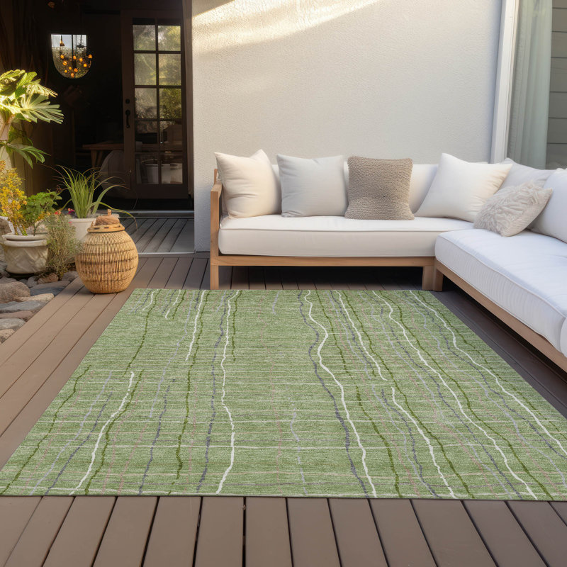 Tapis intérieur / extérieur vert Calista , 10 pi x 14 pi
