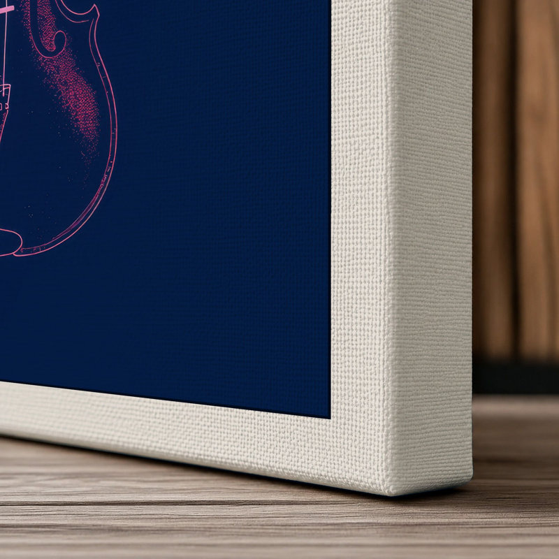 Violin with Rising Sun Modern - Wrapped Canvas, 36x24 - 91.4 x 61.0 cm, Cream Border