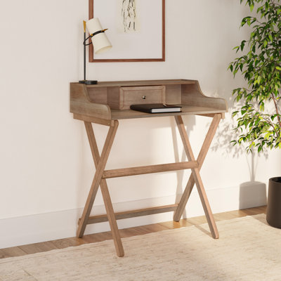 Bansom Solid Wood 28" Folding Desk with Storage and Drawer