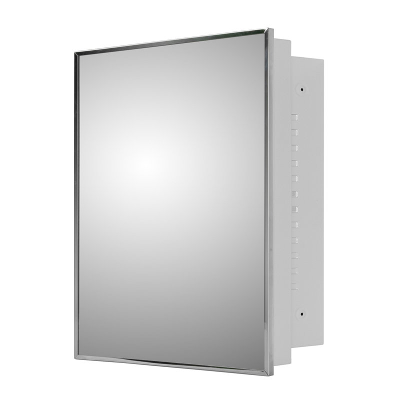 Scottville Residential Medicine Cabinet, 22" H x 16" W x 4.25" D, Stainless Steel Framed, Recessed