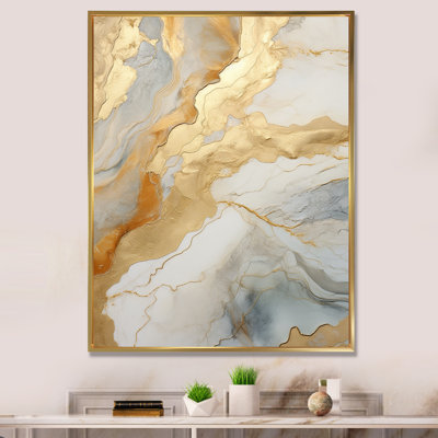 «Beige and Gold Glacier Stone Art», reproduction sur toile