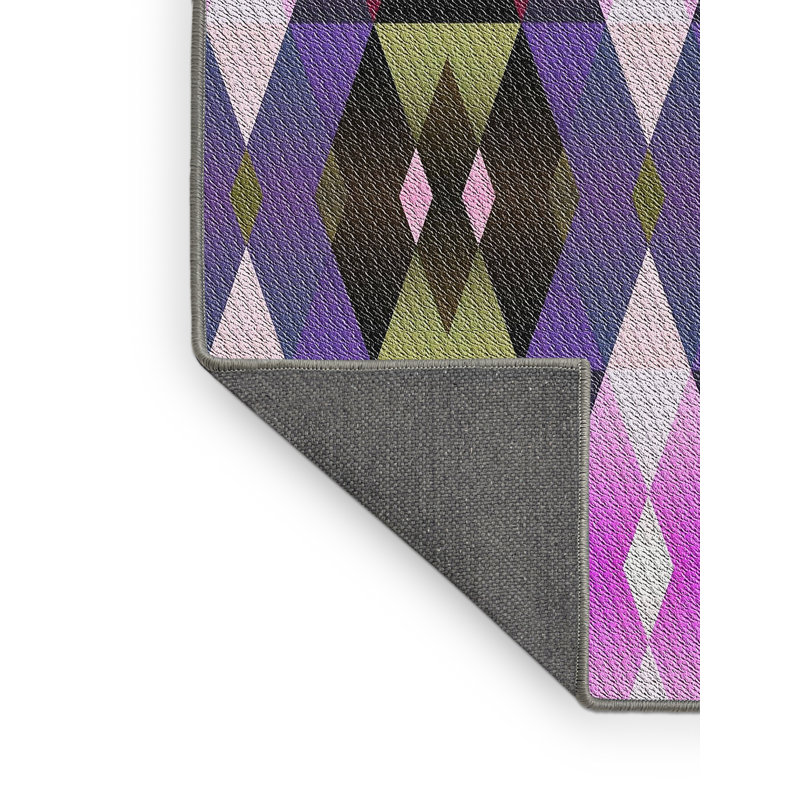 Tapis à motif rose/bleu/olive zone, Rectangle 5 pi x 7 pi