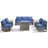 6-Piece Outdoor Wicker Frame Armrest Fire Pit Set With Swivel Chairs And Armchairs-497775714-497775713