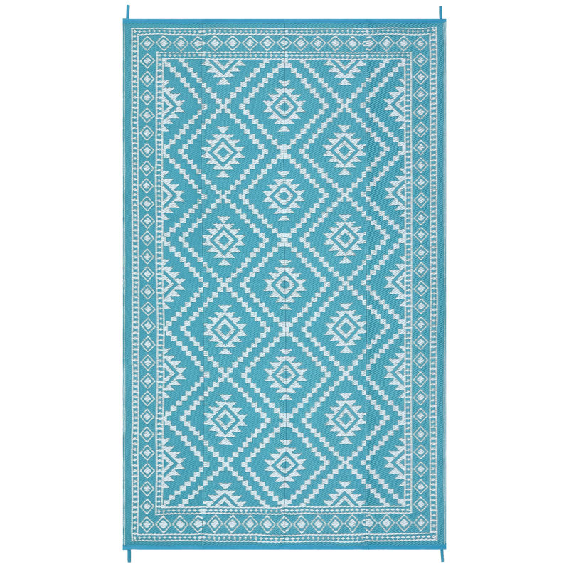 Waterproof Reversible Outdoor Rug Plastic Patio Carpet Easy-Clean Mat for RV, Camping, Deck, Picnic, Backyard, Beach Modern Design