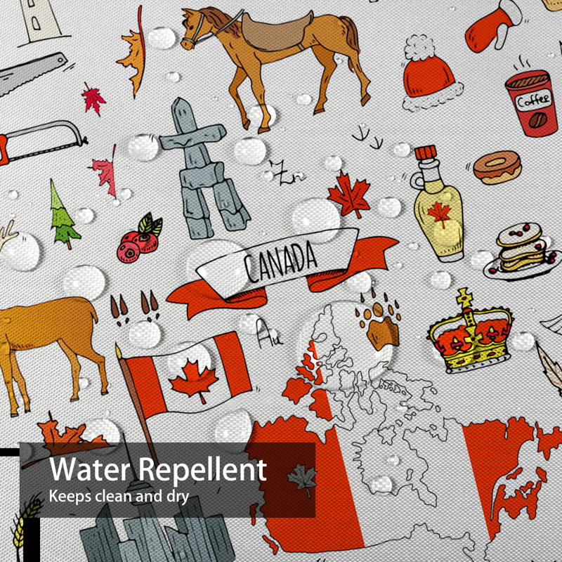 Rideau de douche canadien avec motif d'ours, d'Ã©rable et de cerf, muni de 12 crochets, L 72 po x l 78 po