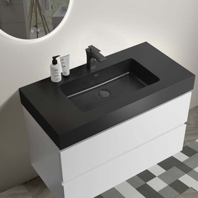 Meuble-lavabo mural simple 35,8 po avec lavabo