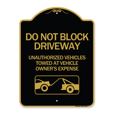 Signmission Designer Series Sign - Do Not Block Driveway (With Graphic) | Black & Gold 18" X 24" Heavy-Gauge Aluminum Architectural Sign | Protect Your Business & Municipality | Made In The USA