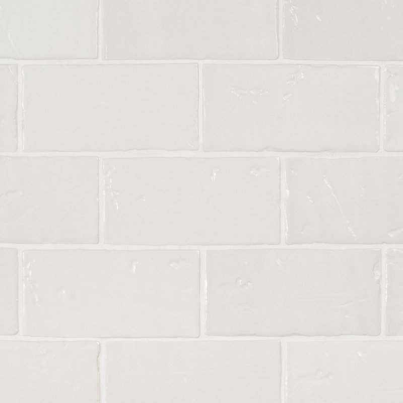 Souk 3.93" x 7.87" Ceramic Terracotta Look Subway Wall Tile (10.76 Sq. Ft. / Case), Polished White