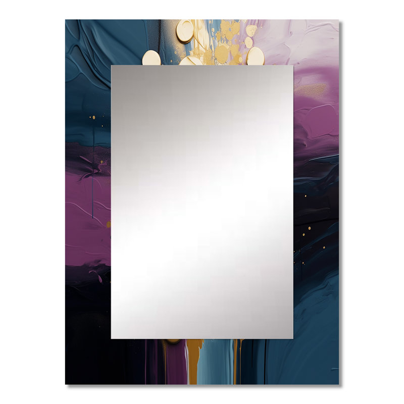 Purple And Blue Realities On Canvas III - Abstract Painting Decorative Wall Mirror, Purple Mirror, Printed Metal Art