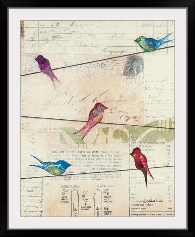 «Anjelyna Birds on a Wire» par Courtney Prahl, impression, H 28 po x l 24 po x P 1 po, Cadre noir