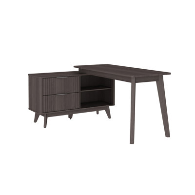 Jurine 55,12" L Shaped Writing Desk with Storage Cabinet