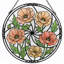 Panneau de vitrail en forme de fleur de coquelicot H 7,8 po-552137149