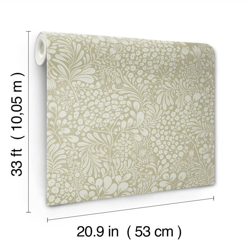Papier peint botanique Siv Sage, Vert