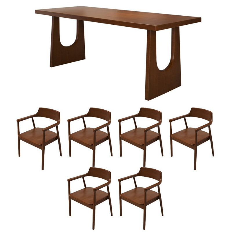 Combinaison table et chaises rectangulaire, H 29,53 po x L 78,74 po x l 31,5 po, 7 pièces : table, 6 chaises