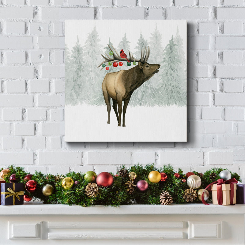 Festive Forest II - Toile tendue avec châssis de qualité supérieure - prête à être accrochée, H 8 po x l 8 po x P 1,5 po