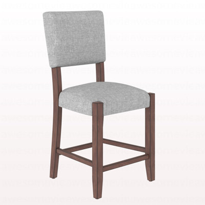 Ensemble de 4 tabourets de bar Mid-Century modernes de 40,4 po avec dossier, tabourets de bar rembourrés en lin avec pieds en bois massif pour la salle à manger de l'îlot de cuisine, gris (chaises 4 pièces)