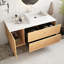 Meuble-lavabo de salle de bain autoportant en contreplaqué pré-assemblé avec lavabo rectangulaire en céramique blanc avec plateau en grain de bois de chêne-1949315935