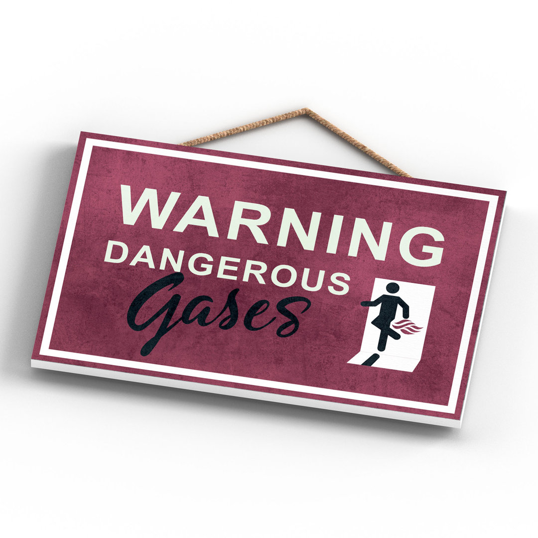 Exit Sign Warning Dangerous Gases Red Wooden Plaque