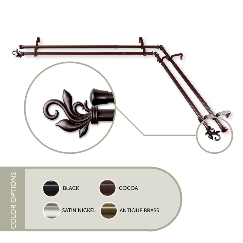 Rexford Adjustable 0.81'' Double Curtain Rod, 66'' - 120'', Cocoa
