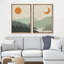 Sun and Crescent Moon Over Green-85484245-85484247