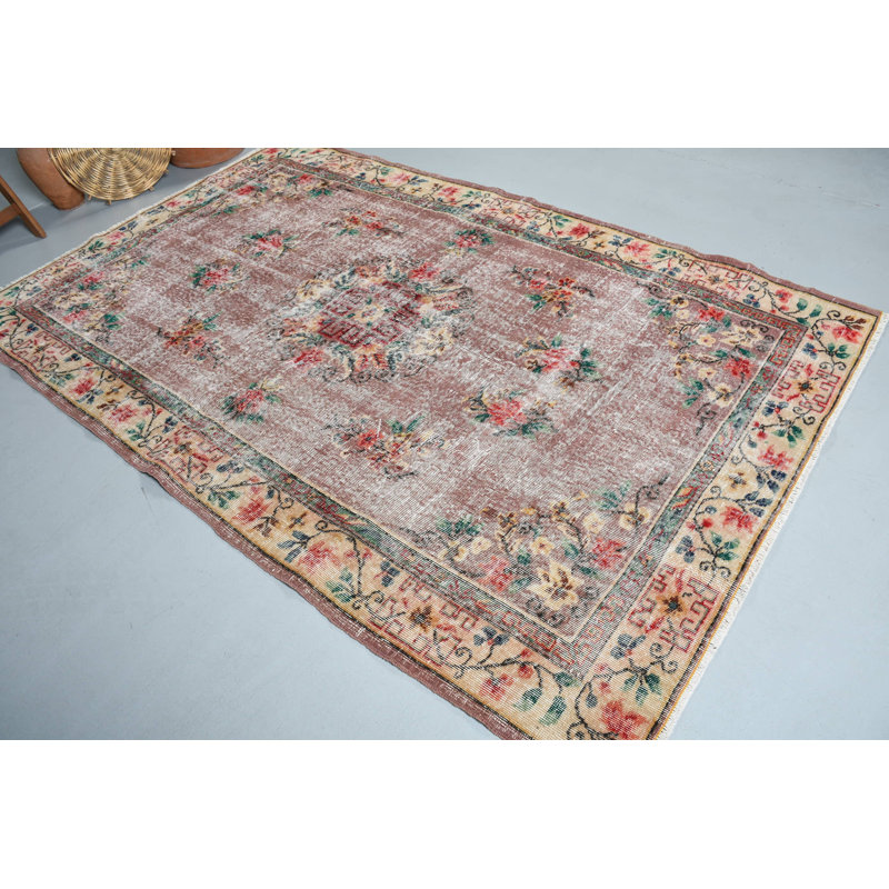 Tapis turc rétro à motif floral adapté aux décorations de salon et de chambre à coucher