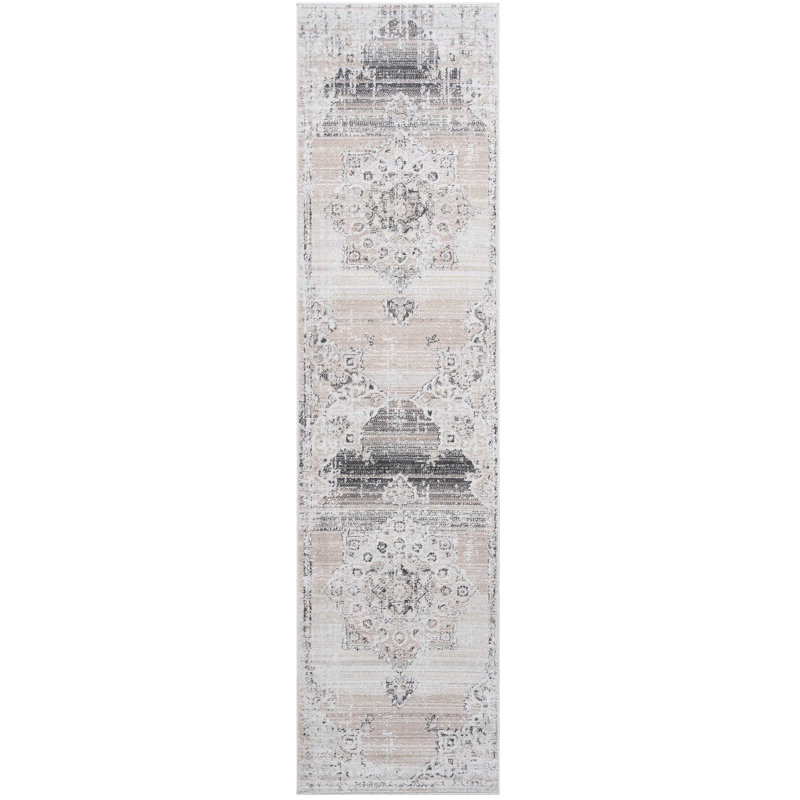 Loom & 2X8 Cream/Beige Medallion Area Rug. Non-Shedding, Stain-. Ideal For Home Decor. Living Room, Bedroom, Dining. Pet Approved. Medium Pile Non-Shedding Stain . Fits Stylish, And Pet-.