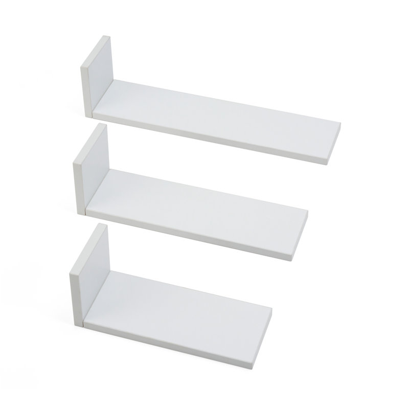 Rio Set Of Three L-Shaped Wall Shelves - Dove Grey, White