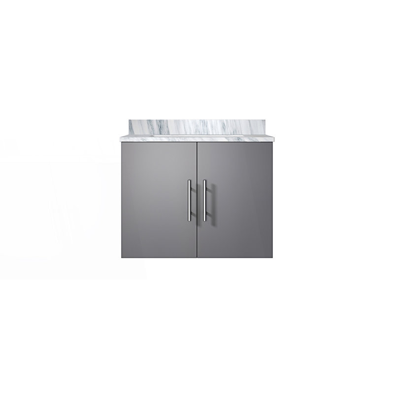 24 po X P 22 po Meuble-lavabo D avec comptoir en marbre de Carrare, Gris foncé, Gris / Blanc
