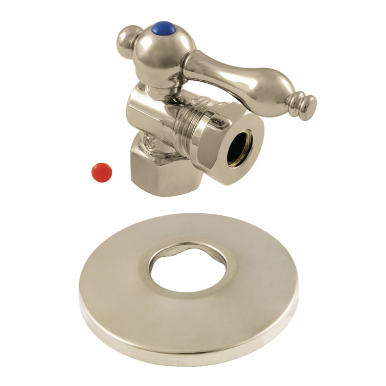 Kingston Brass 1/2-Inch FIP x 1/2 or 7/16-Inch Slip Joint Quarter-Turn Angle Stop Valve with Flange