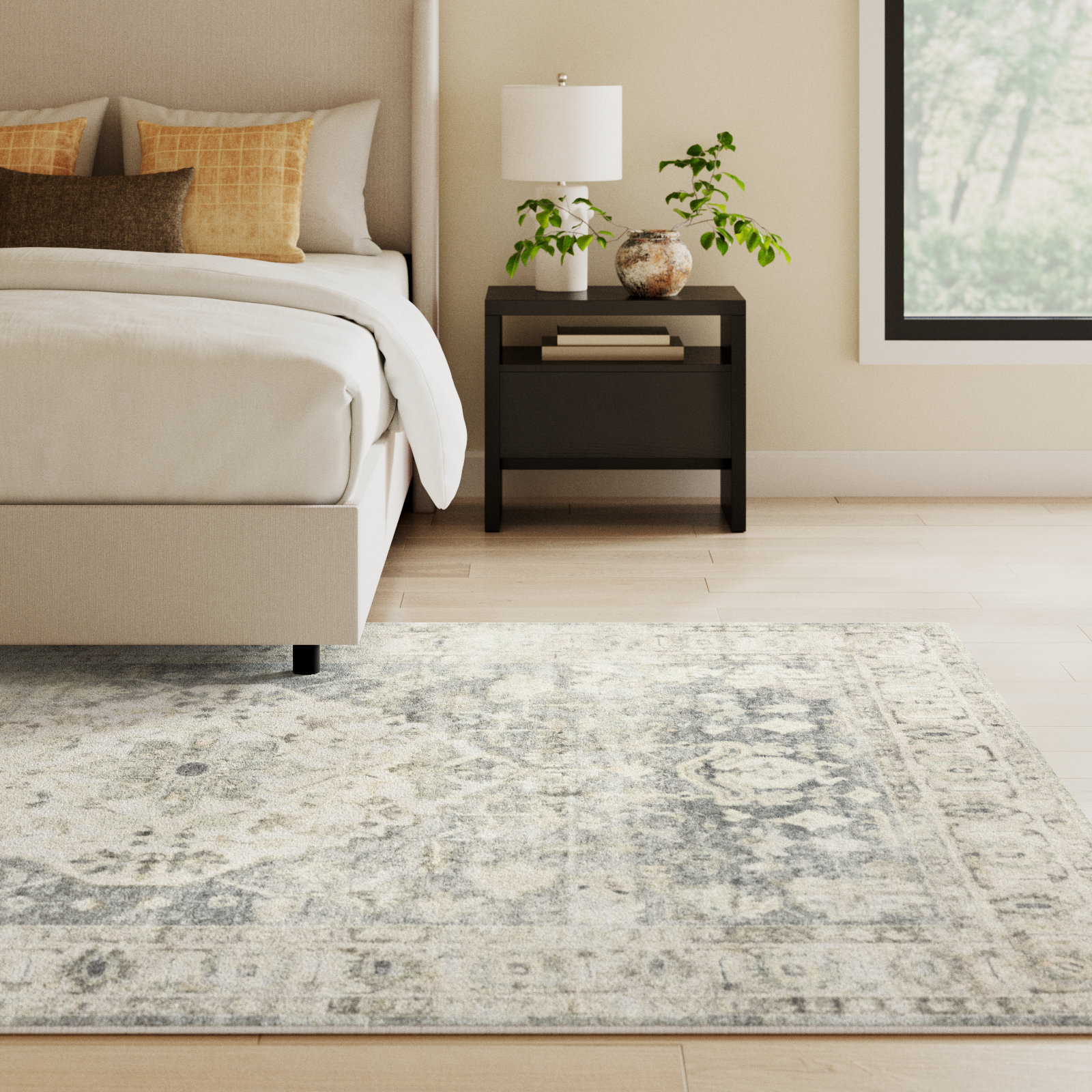 Sera Denim Fog Oriental Rug, Rectangle 7'6" x 9'6"