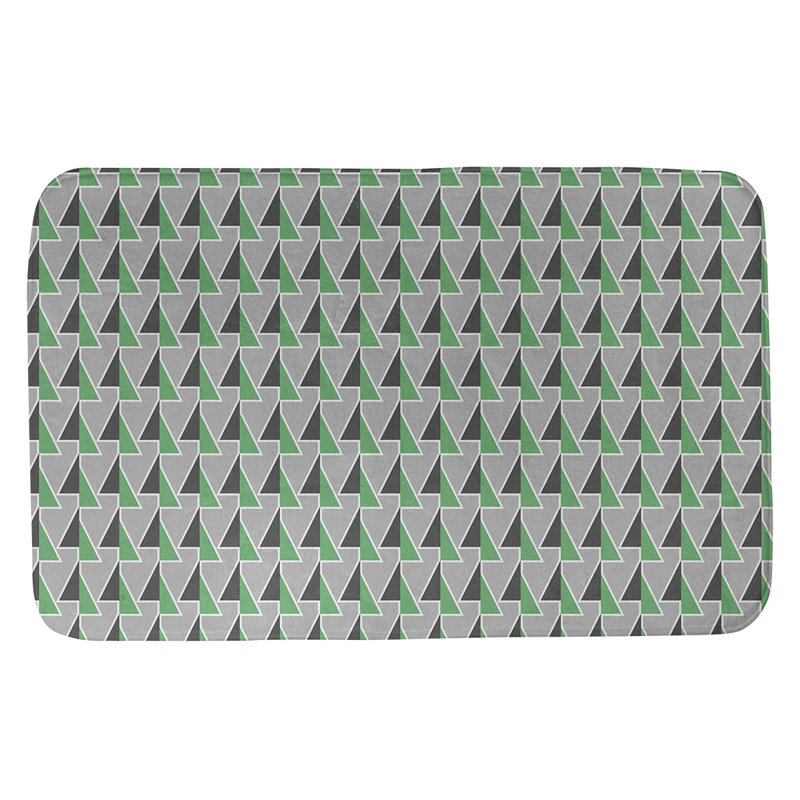 Tapis de bain géométrique antidérapant à motif de flèches décalées, l 17 po x L 24 po, Vert