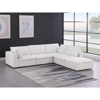 Canapé modulaire 5 pièces faisant face à l'accoudoir à droite 4 pièces Bursten - Revêtement en tissu Belfast véritable